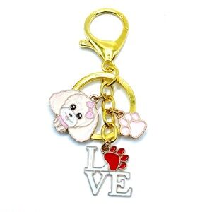 Poodle Keychain Bag Charm Gold Dog